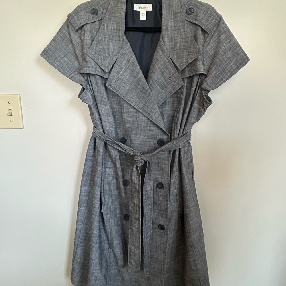 Gray Double-Breasted Belted Trench Dress in size 20w